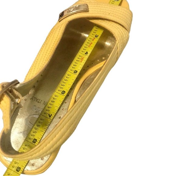 Massimo Santini Womens 6 Yellow Wedge Buckle Cork Slingback Sandals Italy … - Picture 11 of 15